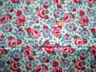 Floral Full Vtg Feedsack Quilt Sewing Doll Clothes Craft Pink Blue Red Green