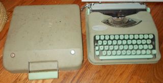 Vintage Hermes Rocket Portable Typewriter - Light Green - With Case/lid - - Swis