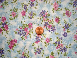 Floral Full Vtg Feedsack Quilt Sewing Doll Clothes Craft Pink Blue Purple Green