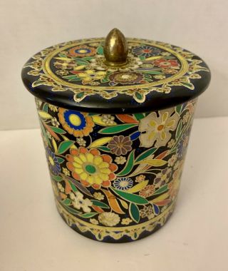 Vtg 6 " Collectible Round Floral Biscuit Tin Made In Holland - Ships