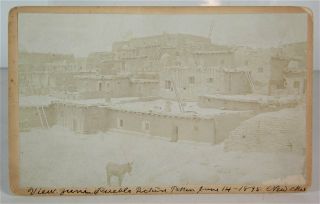 1895 Native American Zuni Indian Arizona Cabinet Card Photo Of Large Zuni Pueblo