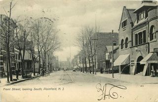 1906 Jersey Photo Postcard: Front Street,  Looking South,  Plainfield,  Nj