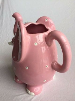 Vintage Fitz & Floyd Pink polka dot large 1985 Elephant pitcher with labels 2