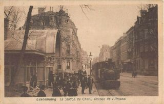 C.  1910 Train La Station Du Charil Avenue Du Charil Luxembourg Post Card Rr Depot