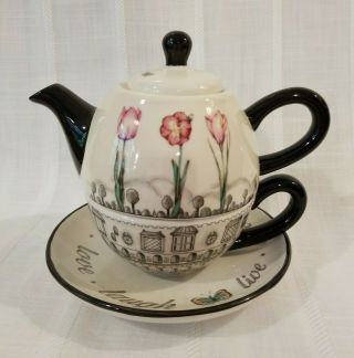 Bombay Company Design Porcelain Tea For One Teapot,  Cup And Saucer