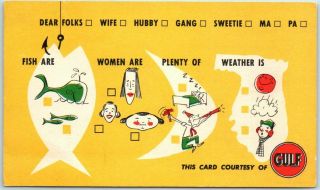 Vintage Gulf Oil Advertising Postcard Checklist Card Ad8056 C1950s