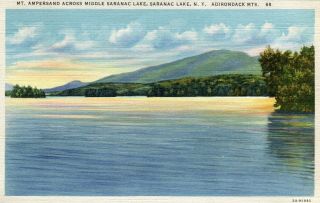 Vintage Linen Postcard 1937 - Mt Ampersand,  Saranac Lake N.  Y.  Adirondack Mts.