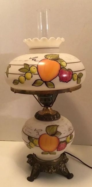 Vintage Gone With The Wind Lamp Hand Painted Fruit 3 Way Switch 24 Inches
