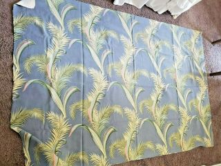 Vintage Mid Century Barkcloth Fabric Palm Leaves 50 X 74 "