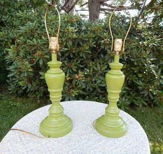 Vintage Lamps Metal Accent Table Lamps Green Eden Pair