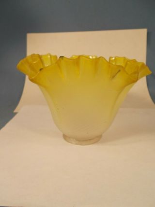 Victorian Vaseline Swirl pattern Glass Electric Lamp Fixture Fluted Glass Shade 2