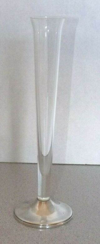 Vtg Duchin Creation Sterling Silver Weighted Base Bud Glass Vase 9 1/4 " Tall