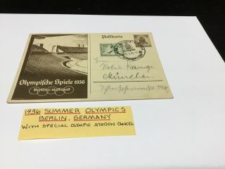 Post Card 1936 Summer Olympics Berlin,  Germany With Olympic Station Cancel
