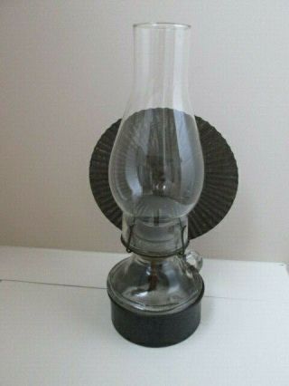 Vintage Eagle Oil Kerosene Lamp W/ Wall Mount & Eagle Reflector W/ Glass Base