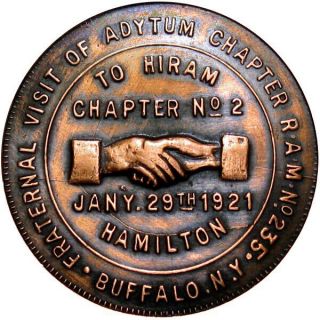 1921 Hamilton Canada Buffalo York Masonic Chapter Penny Swastika Token