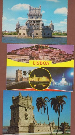 Set Of 3 Postcards Belem Tower In Lisbon Portugal