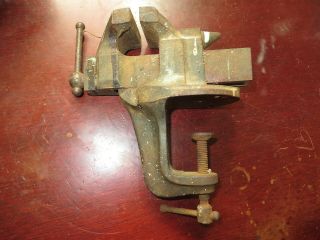 Vintage Miniature Work Bench Clamp On Vise With 2 - 1/4 " Jaw And Anvil