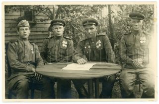 1945 Ww2 Soviet Colonel Military Red Army Award Order Su Russian Vintage Photo