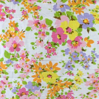 Vintage Floral Fitted Full Sheet Poly Cotton Blend Muslin? Colorful Pink Yellow