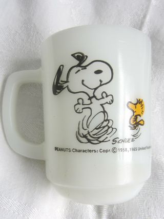 Vintage Snoopy Woodstock Coffee Tea Cup Mug At Times Life Is Pure Joy Fire King