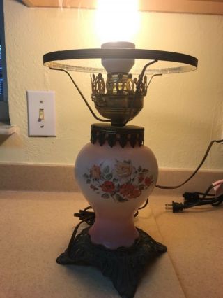 Accurate Casting Co.  Large Vintage Hurricane Candelabra Lamp Roses Floral 12”
