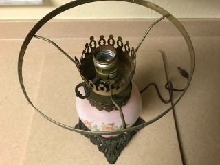 Accurate Casting Co.  Large Vintage Hurricane Candelabra Lamp Roses Floral 12” 2
