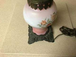 Accurate Casting Co.  Large Vintage Hurricane Candelabra Lamp Roses Floral 12” 5