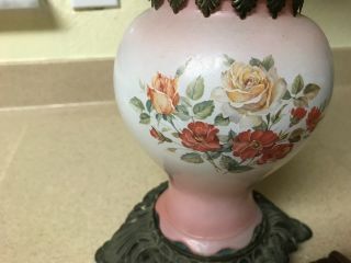 Accurate Casting Co.  Large Vintage Hurricane Candelabra Lamp Roses Floral 12” 6