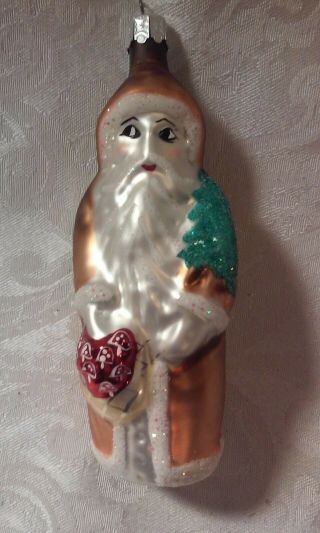 Christopher Radko,  Santa With Mushroom Bag Ornament