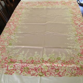 Vintage Rectangular Floral Print Pure Cotton Tablecloth Size 62 " X50 "