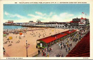 Vintage Postcard The Atlantic City Steel Pier,  Atlantic City,  N.  J.