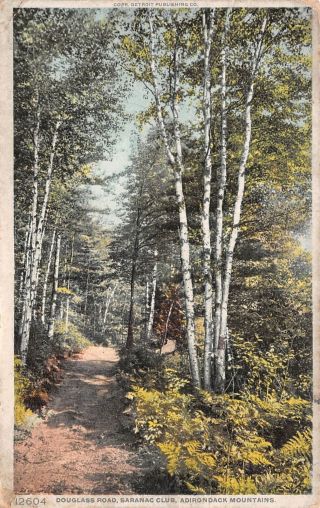 Q23 - 0728,  Douglass Road,  Saranac Club,  Adirondack Mts. ,  Ny. ,  C1912 Postcard.