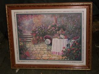 Large Home Interiors Framed Floral Patio Print Picture Thru God 