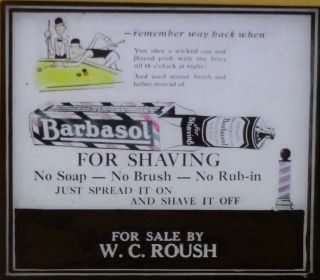 Barbasol Shaving Cream Advertisement,  W.  C.  Roush,  Magic Lantern Glass Slide