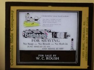 Barbasol Shaving Cream Advertisement,  W.  C.  Roush,  Magic Lantern Glass Slide 2