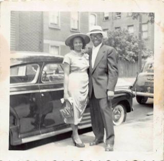 Handsome Couple Dapper Man Woman Black African American Vtg Photo 184
