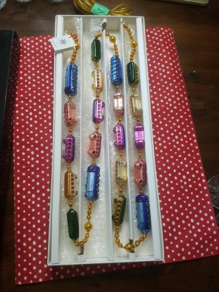Christopher Radko Christmas Express Trains 72 " Glass Garland 437 With Tag