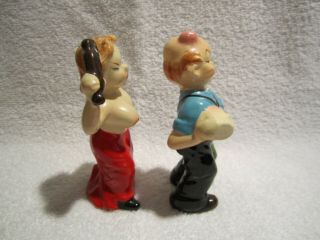 Vintage Drunken Man & Angry Woman Salt and Pepper Shakers Naughty Risque 4
