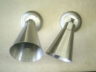 Set of 2 Vintage Mid Century EJS Aluminum Cone Shape Swivel Wall Mounted Lights 4
