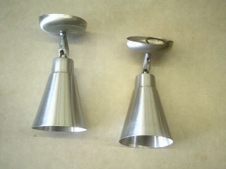 Set of 2 Vintage Mid Century EJS Aluminum Cone Shape Swivel Wall Mounted Lights 5