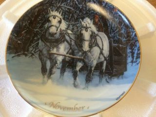 Danbury Horses For All Seasons Calendar Plate November