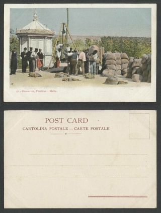 Malta Maltese Old Ub Postcard Granaries Floriana Diamond Jubilee Kiosk Scales 41