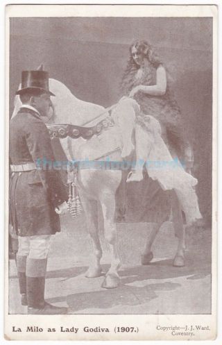 Stage Actress La Milo As Lady Godiva.  1907.  Old Postcard