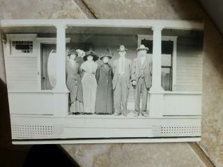 Rppc Gents & Ladies In Hats & Coats Front Porch Antique Real Photo Postcard