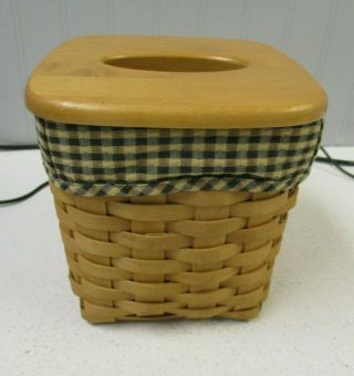 Longaberger Basket Tall Tissue Box Holder With Lid And Liner - 2003