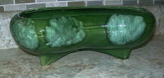 Vintage Glaze Drip Pottery Green Footed Planter Marked Cp 2292 Usa 10 "