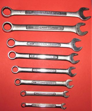 Craftsman 8 Pc Combination Wrench Set 1/4 " Thru 11/16 " Made In Usa