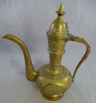 Vintage Mini Tea pot Hand Etched Engraved Brass Made in India 6 