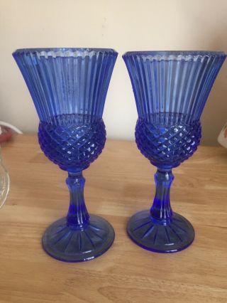 Avon 1976 George and Martha Washington Blue Goblet Glasss,  Bicentennial Plate 5