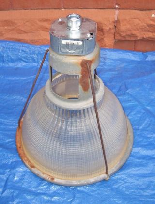Vintage Holophane 6586 Industrial Prizglass Shade Light Fixture Factory Glass